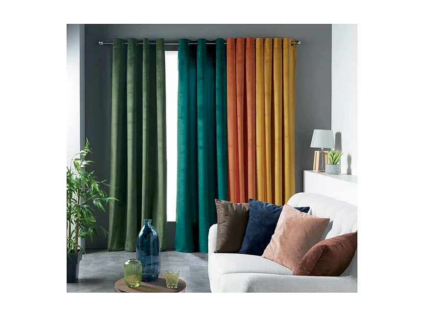 Rideau à Œillets "Velvetine" 140x240cm Jaune