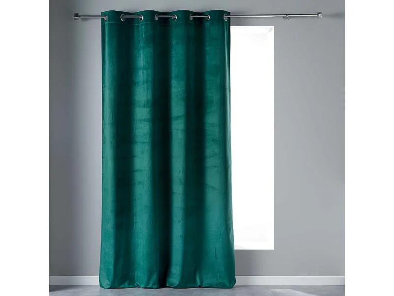 Rideau à Œillets "Velvetine" 140x240cm Bleu Pétrole