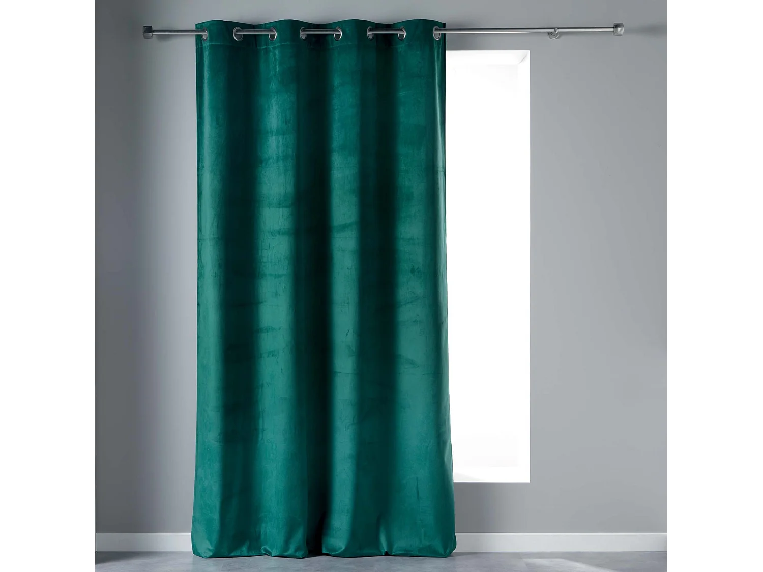 Rideau à Œillets "Velvetine" 140x240cm Bleu Pétrole