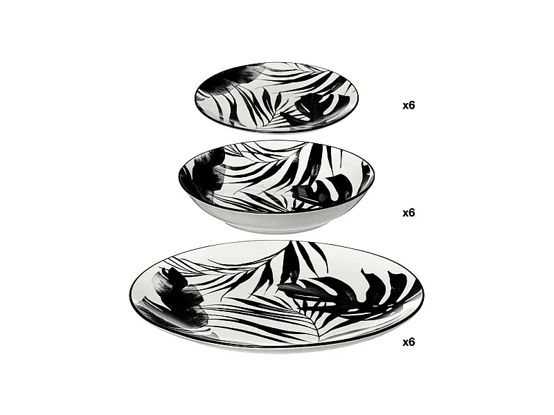Service de Table 18 Pièces "Palme" 26cm Noir