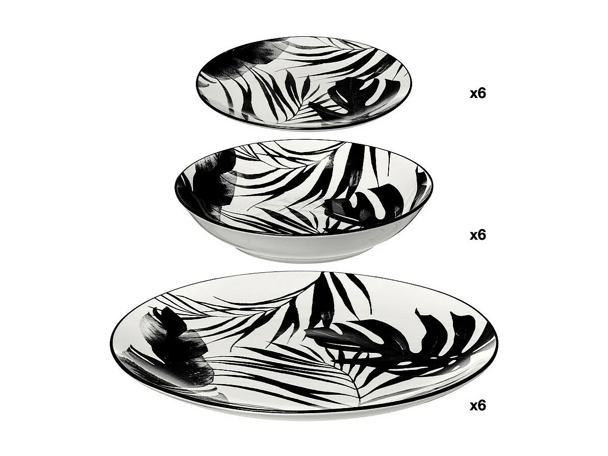 Service de Table 18 Pièces "Palme" 26cm Noir