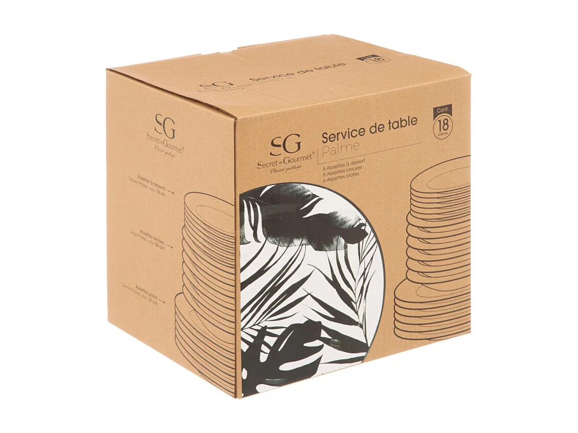 Service de Table 18 Pièces "Palme" 26cm Noir