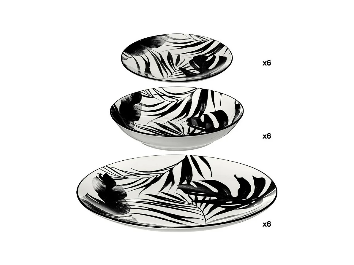 Service de Table 18 Pièces "Palme" 26cm Noir