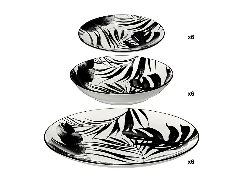 Service de Table 18 Pièces "Palme" 26cm Noir
