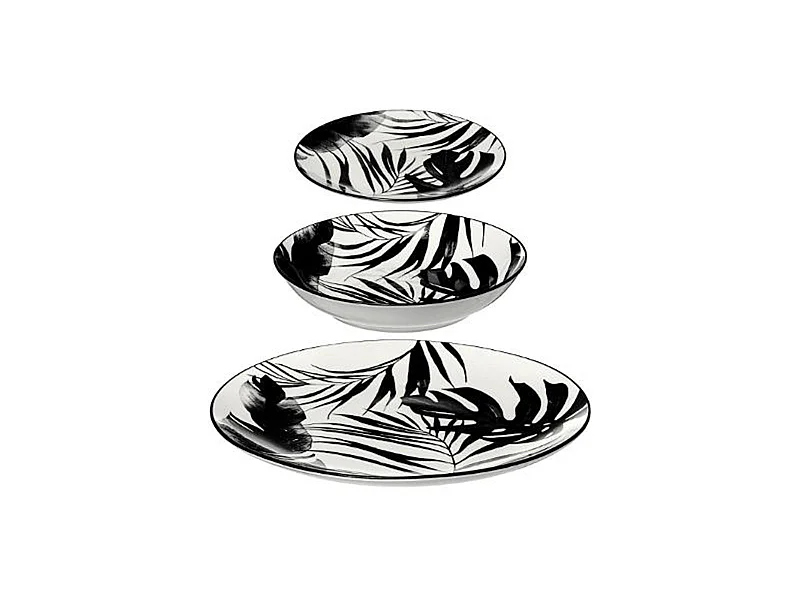 Service de Table 18 Pièces "Palme" 26cm Noir