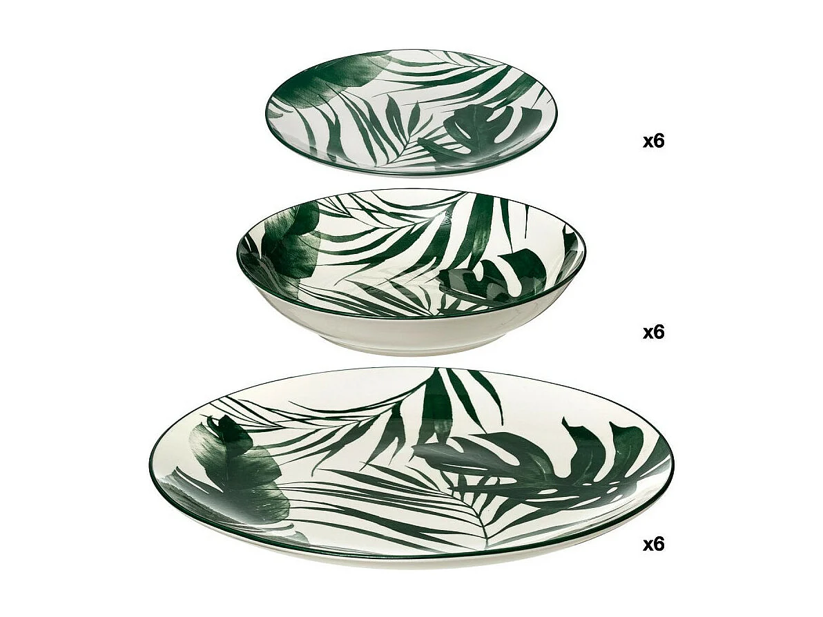 Service de Table 18 Pièces "Palme" 26cm Vert