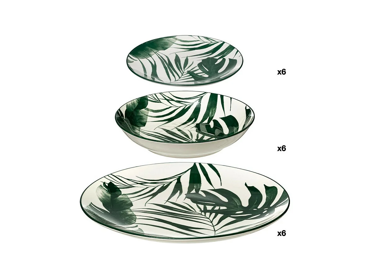 Service de Table 18 Pièces "Palme" 26cm Vert