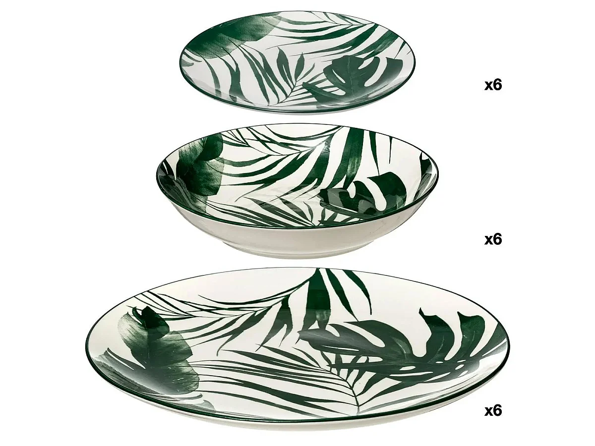 Service de Table 18 Pièces "Palme" 26cm Vert