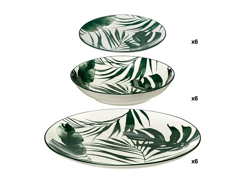 Service de Table 18 Pièces "Palme" 26cm Vert