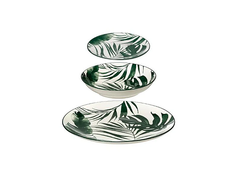 Service de Table 18 Pièces "Palme" 26cm Vert