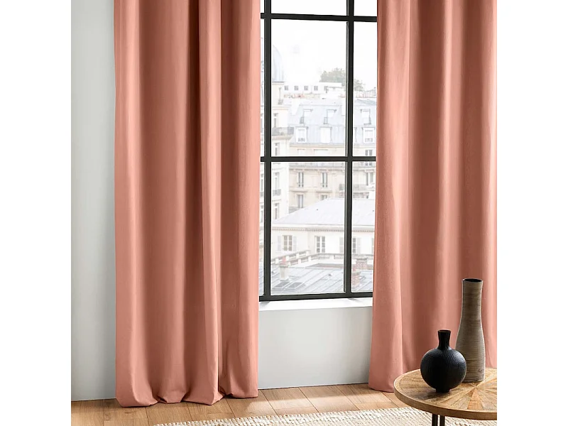 Rideau à Œillets "Panama" 140x240cm Rose Poudré