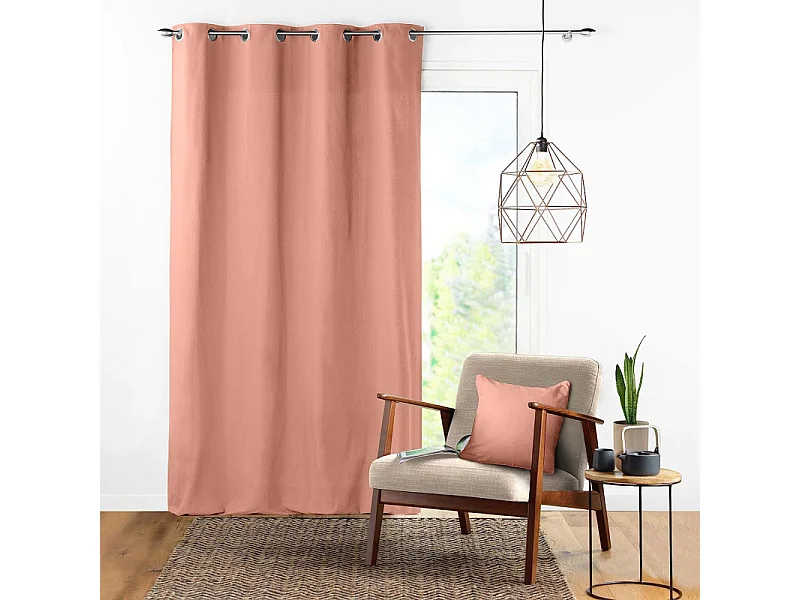 Rideau à Œillets "Panama" 140x240cm Rose Poudré