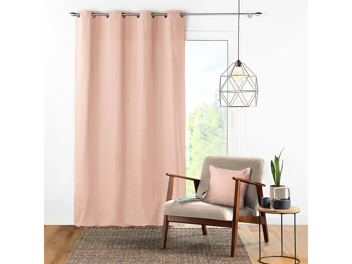 Rideau à Œillets "Panama" 140x240cm Rose Poudré