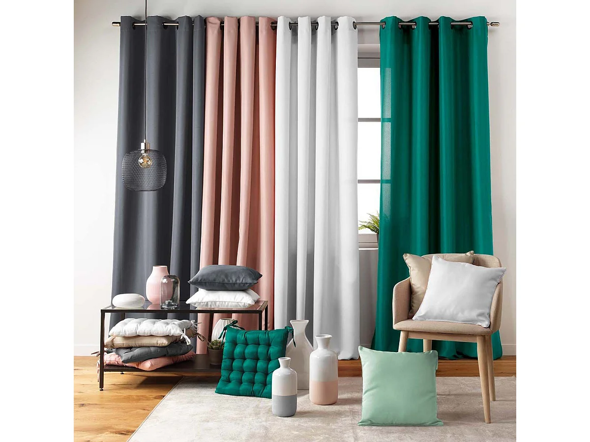 Rideau à Œillets "Essentiel" 140x280cm Émeraude