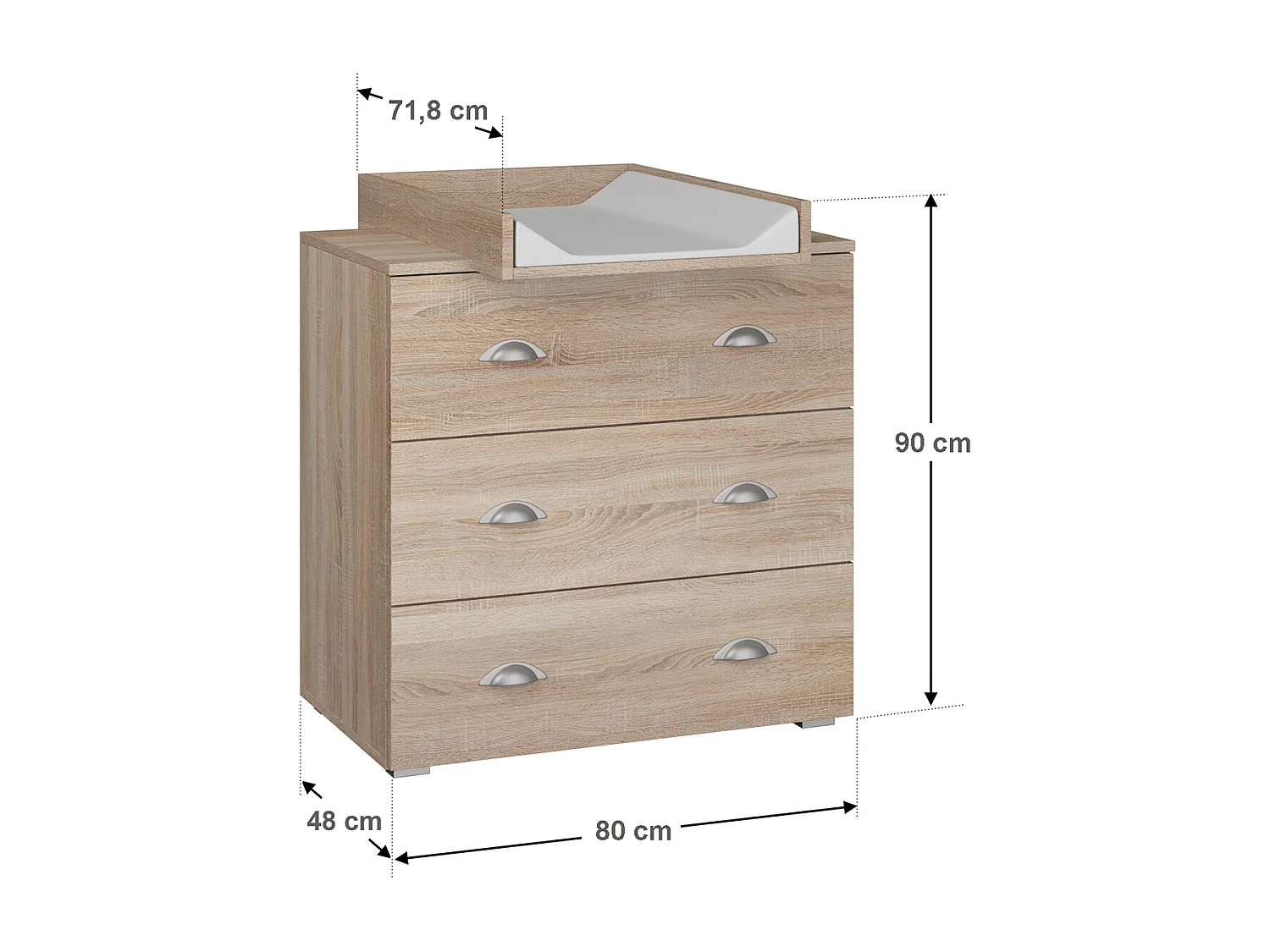 Commode avec plan à langer Lio Bois