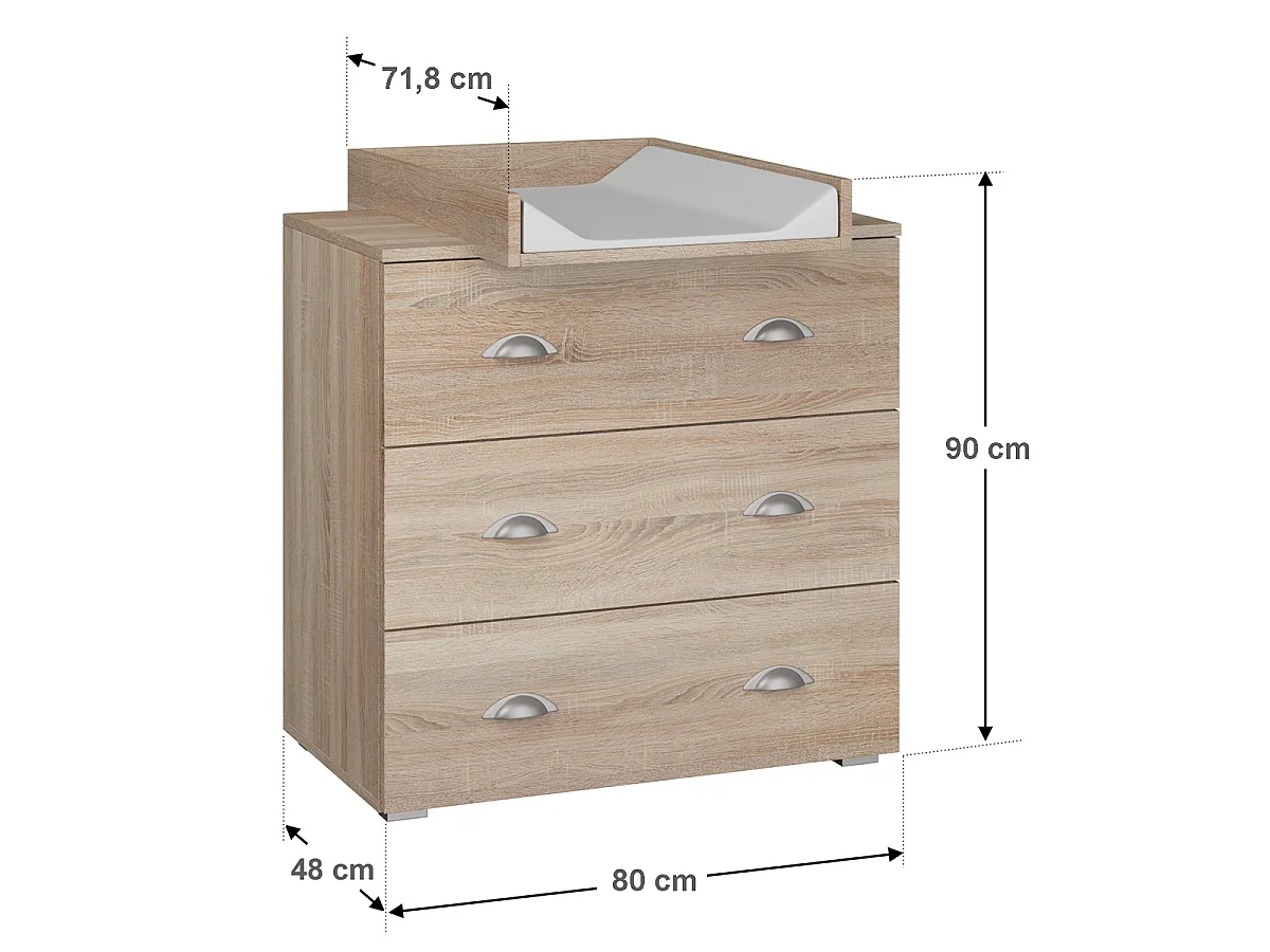 Commode avec plan à langer Lio Bois