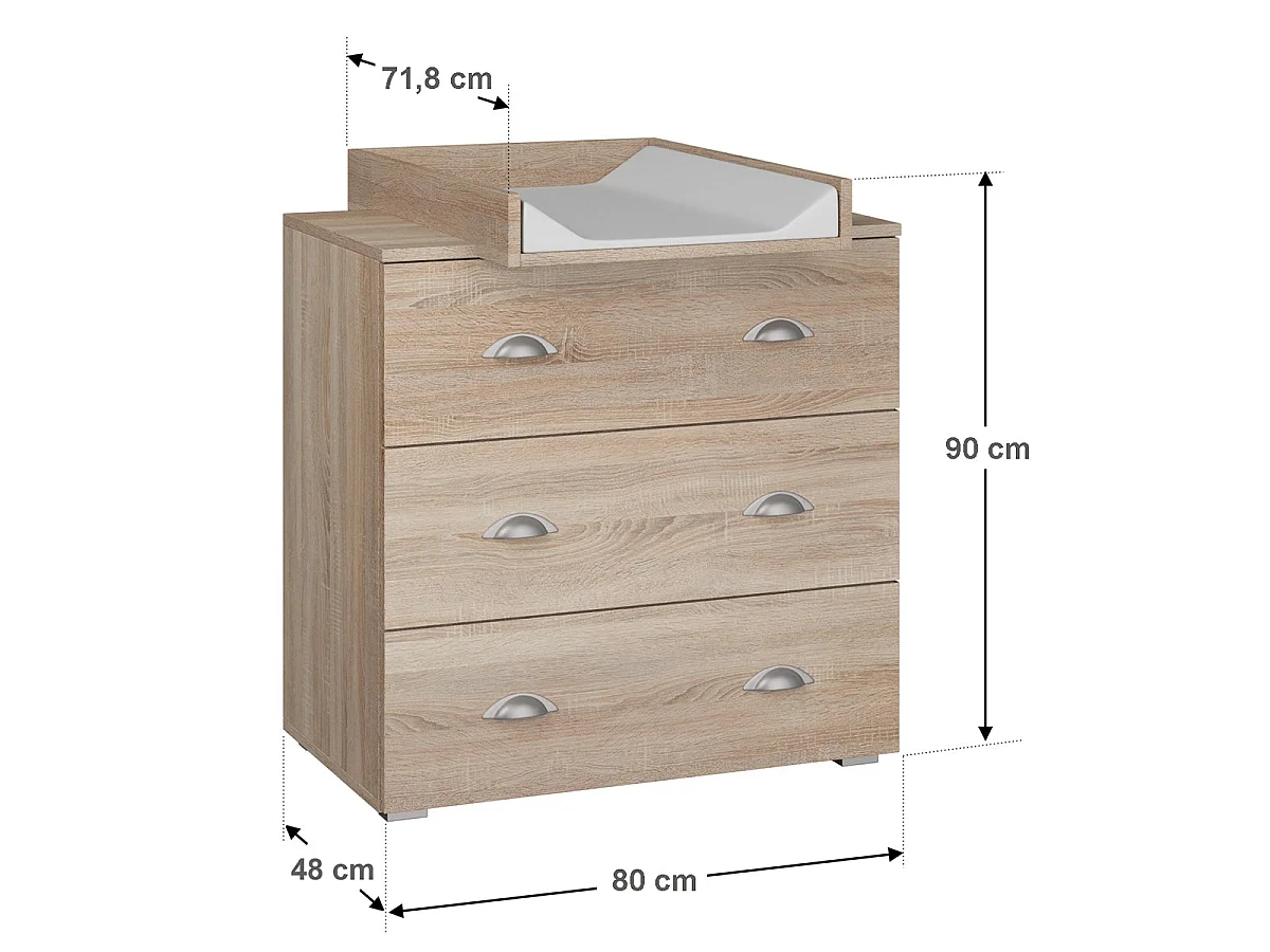 Commode met aankleedtafel Lio Hout