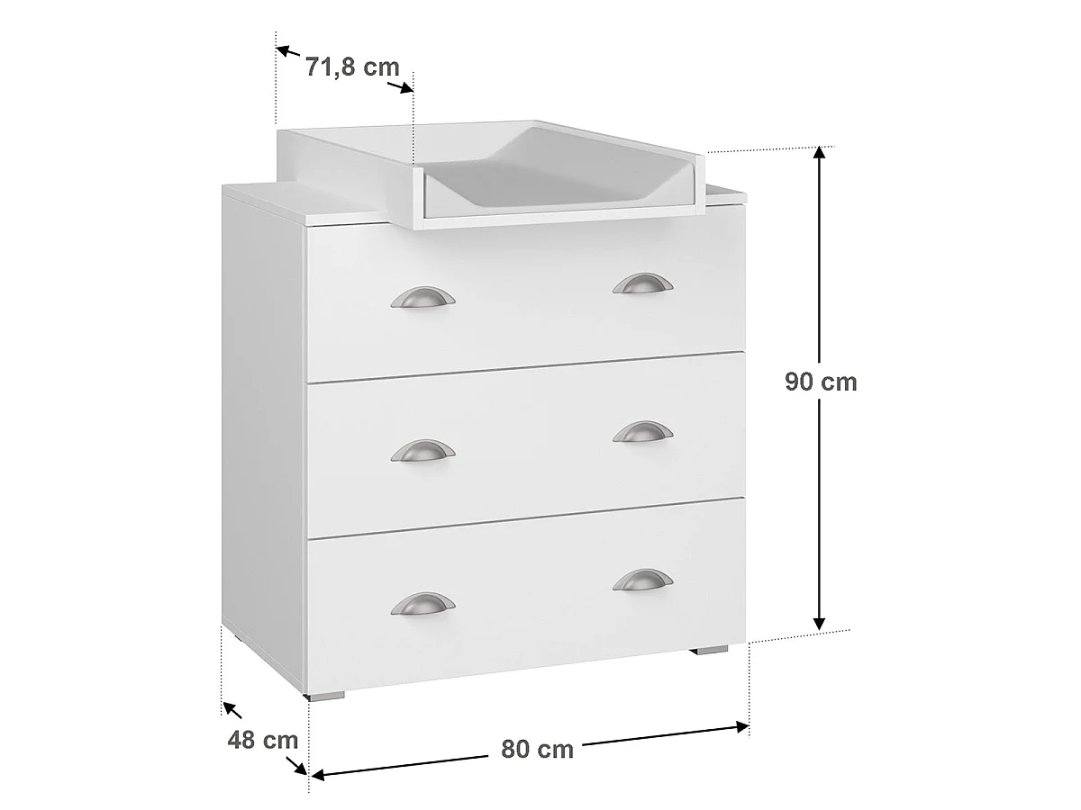 Commode avec plan à langer Lio Blanc