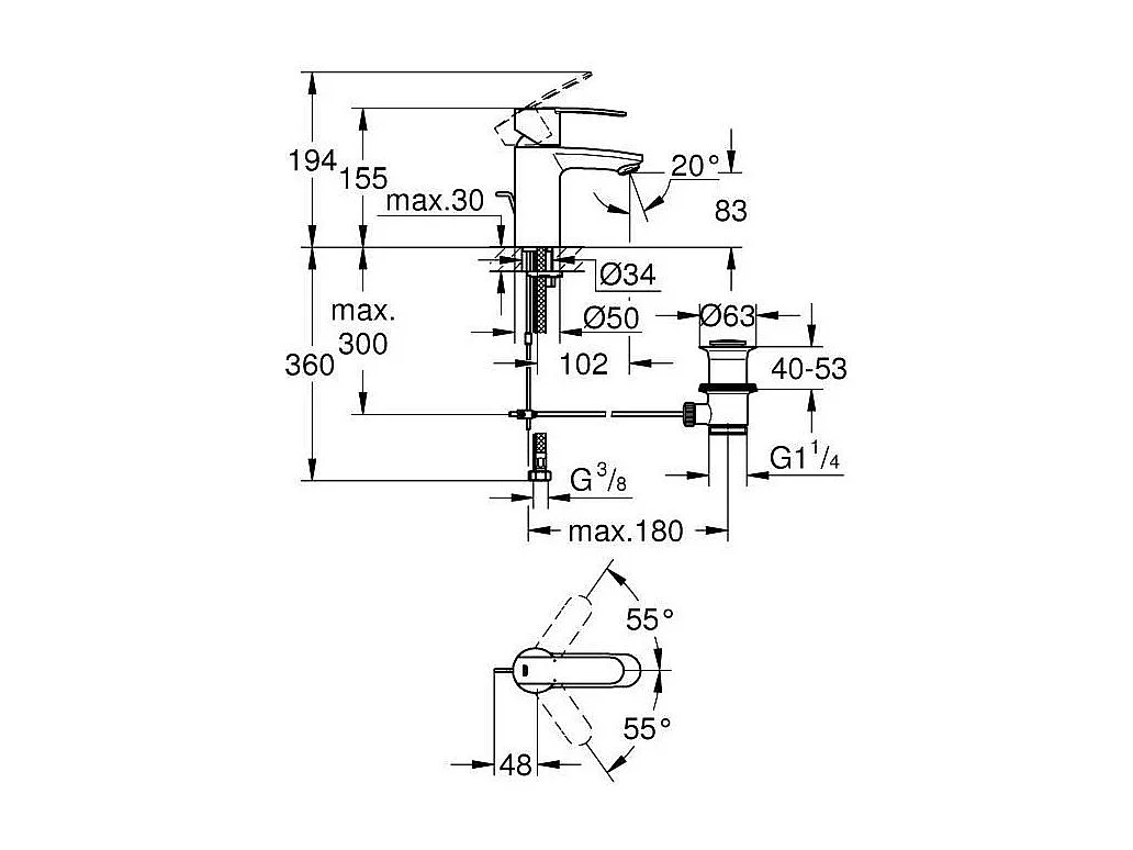 GROHE - Mitigeur monocommande Lavabo - Taille S