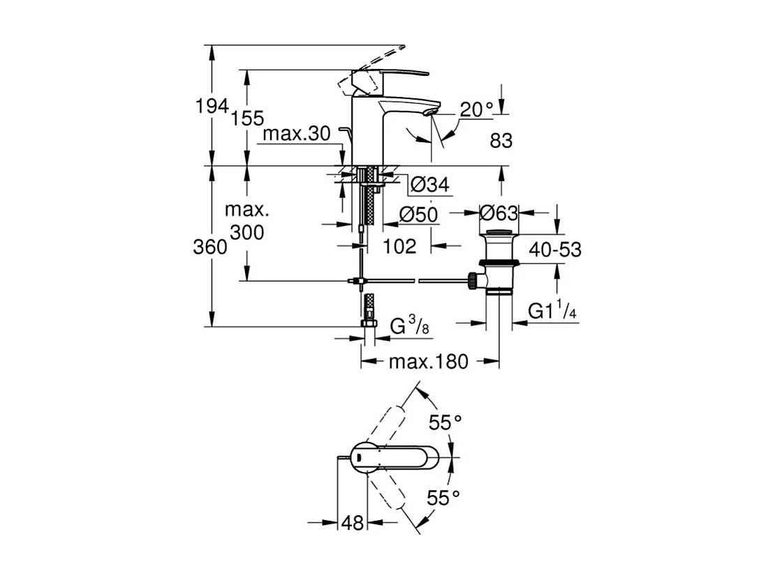 GROHE - Mitigeur monocommande Lavabo - Taille S