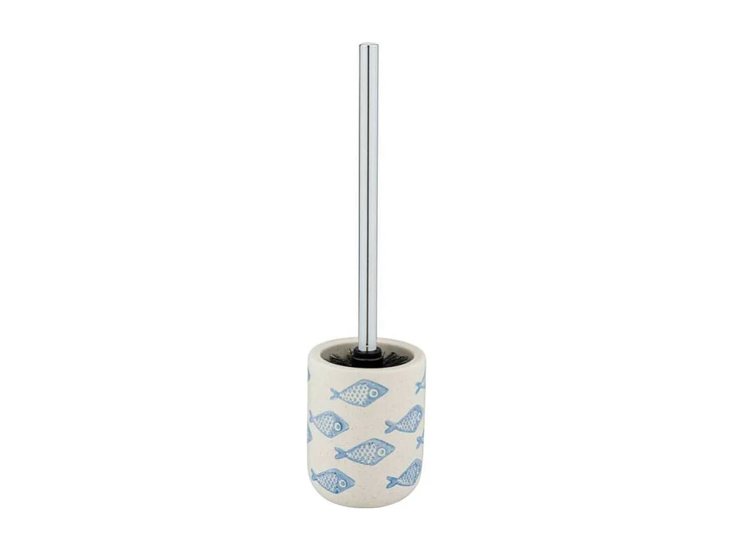 Brosse de WC en céramique avec motif poissons "Aquamarin" - Bleu - D 10 x H 40 cm