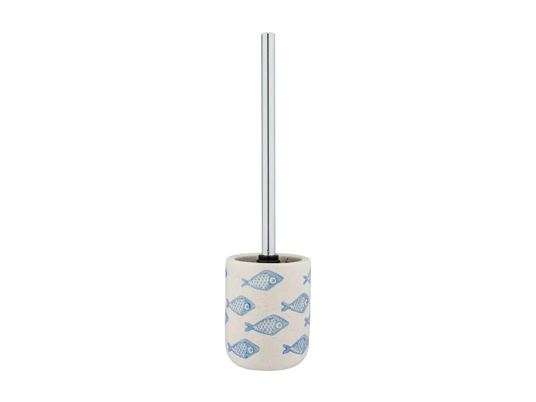 Brosse de WC en céramique avec motif poissons "Aquamarin" - Bleu - D 10 x H 40 cm