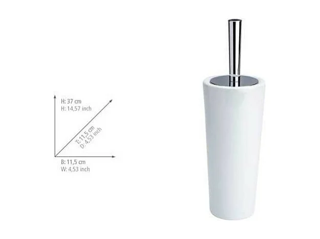 Ensemble brosse WC en céramique "Coni" - Blanc - D 11,5 x H 37 cm