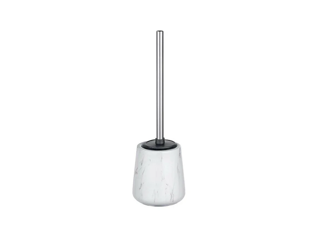 Ensemble brosse WC en céramique "Adrada" - Blanc/Gris - D 12 X H 39 cm