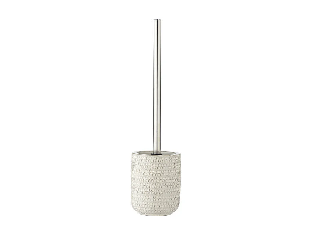 Brosse WC en céramique et inox - Blanc cassé - H 38 cm