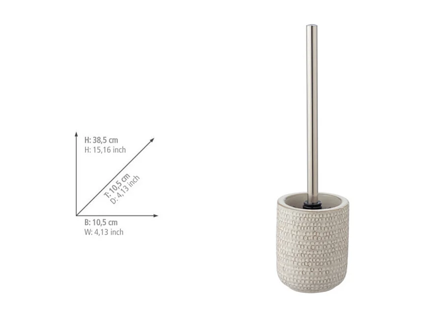 Brosse WC en céramique et inox - Blanc cassé - H 38 cm