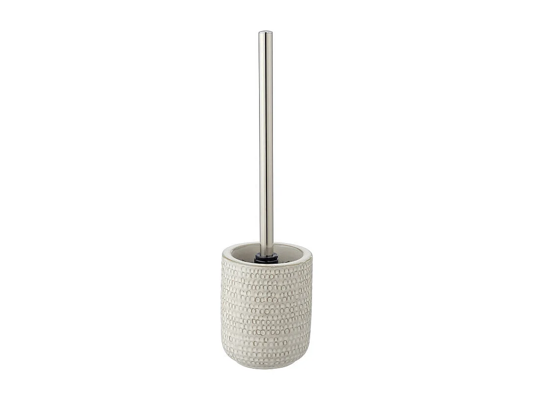 Brosse WC en céramique et inox - Blanc cassé - H 38 cm