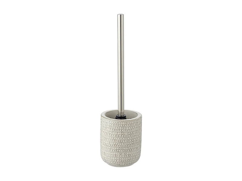 Brosse WC en céramique et inox - Blanc cassé - H 38 cm