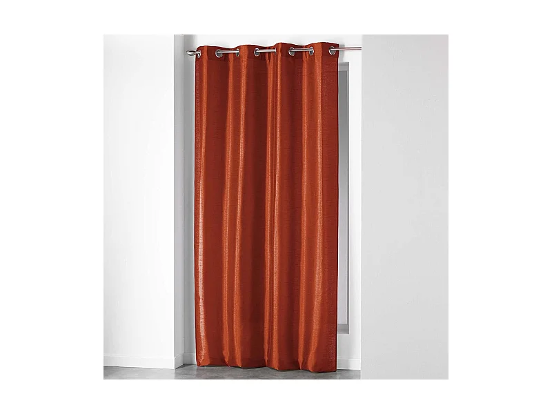 Rideau à Œillets "Shantung Steel" 140x240cm Terracotta