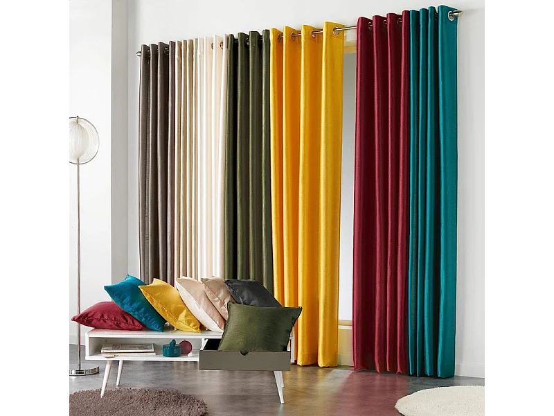 Rideau à Œillets "Shantung Steel" 140x240cm Terracotta