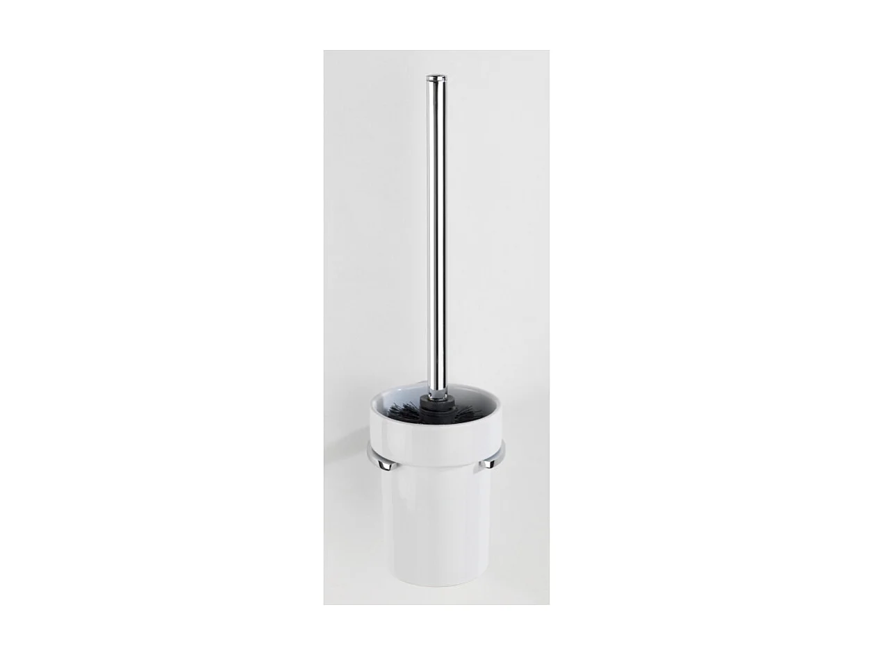 Brosse WC avec support mural en céramique "Isera" à fixation UV-Loc® - Blanc - H 35 cm