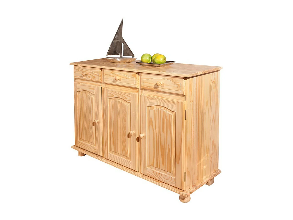 Bahut 3 Portes Pin Massif "Abaco" 130cm Naturel