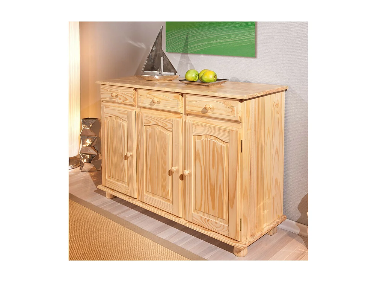 Bahut 3 Portes Pin Massif "Abaco" 130cm Naturel