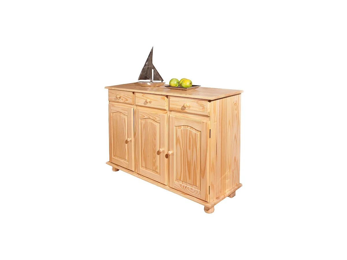 Bahut 3 Portes Pin Massif "Abaco" 130cm Naturel