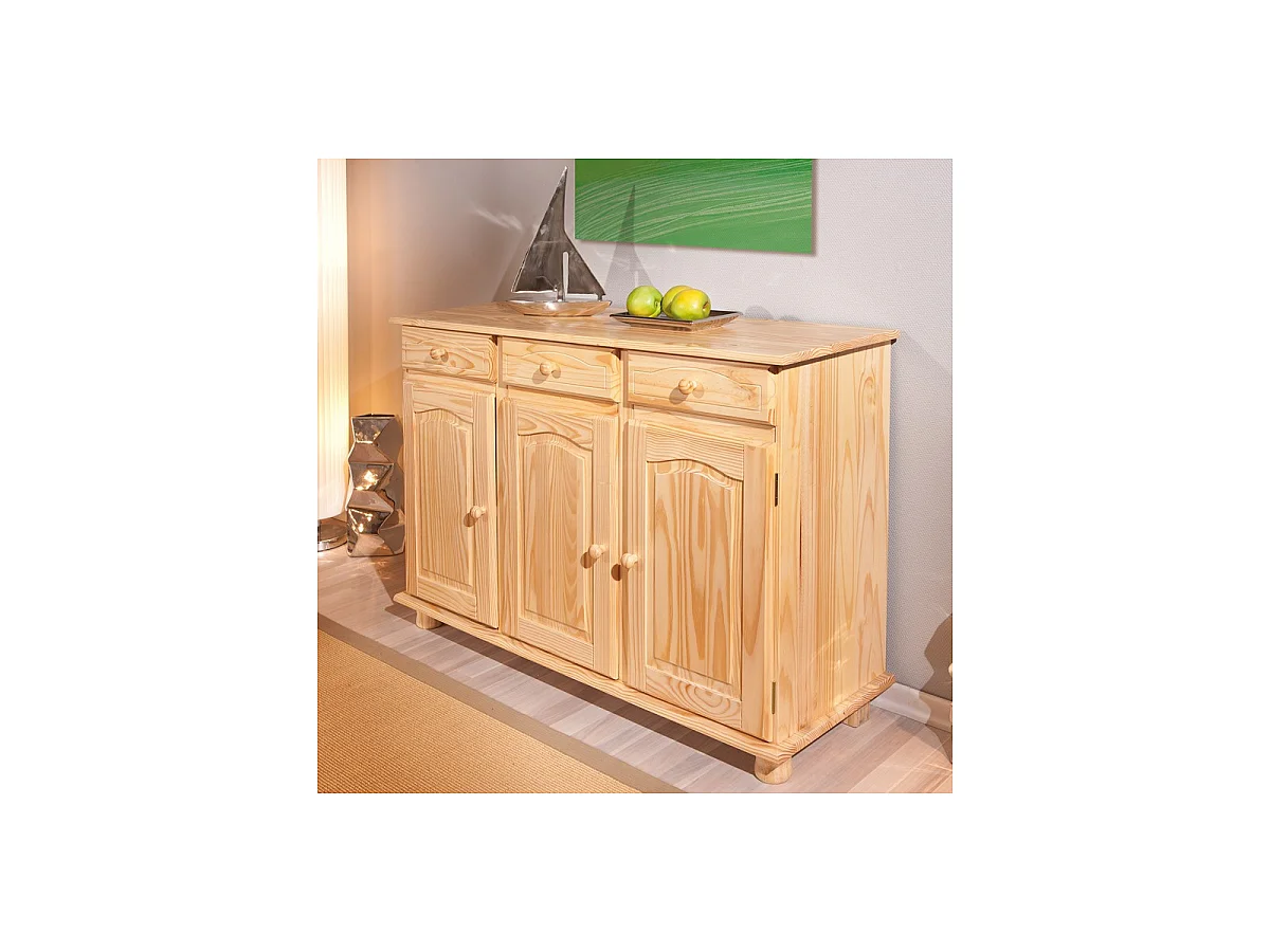 Bahut 3 Portes Pin Massif "Abaco" 130cm Naturel