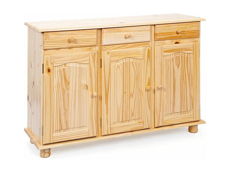 Bahut 3 Portes Pin Massif "Abaco" 130cm Naturel