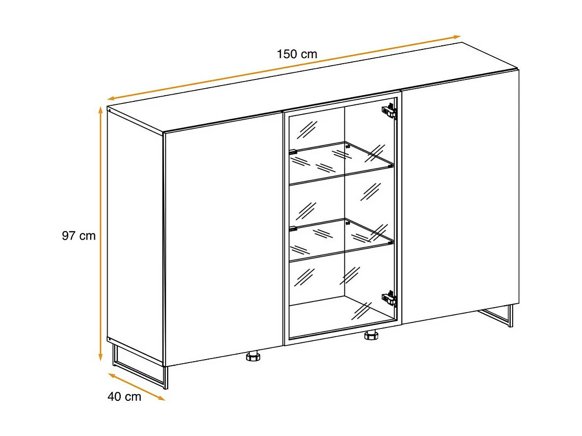 Bahut Design 2 Portes "Plank" 150cm Naturel