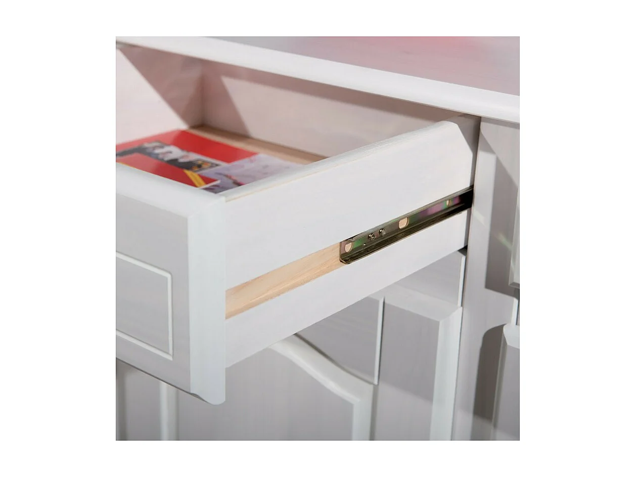 Bahut Bas en Bois Massif "Alienor" 130cm Blanc