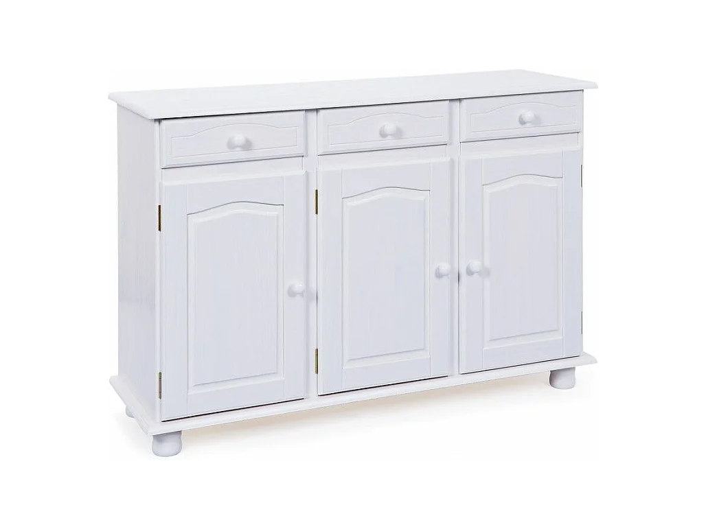 Bahut Bas en Bois Massif "Alienor" 130cm Blanc
