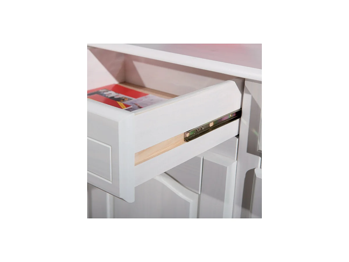 Bahut Bas en Bois Massif "Alienor" 130cm Blanc
