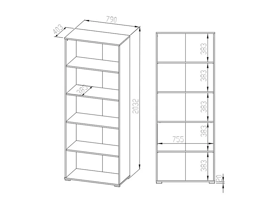 BÜCHERREGAL Optimal Sonoma Eiche hell 79 / 41 / 204cm