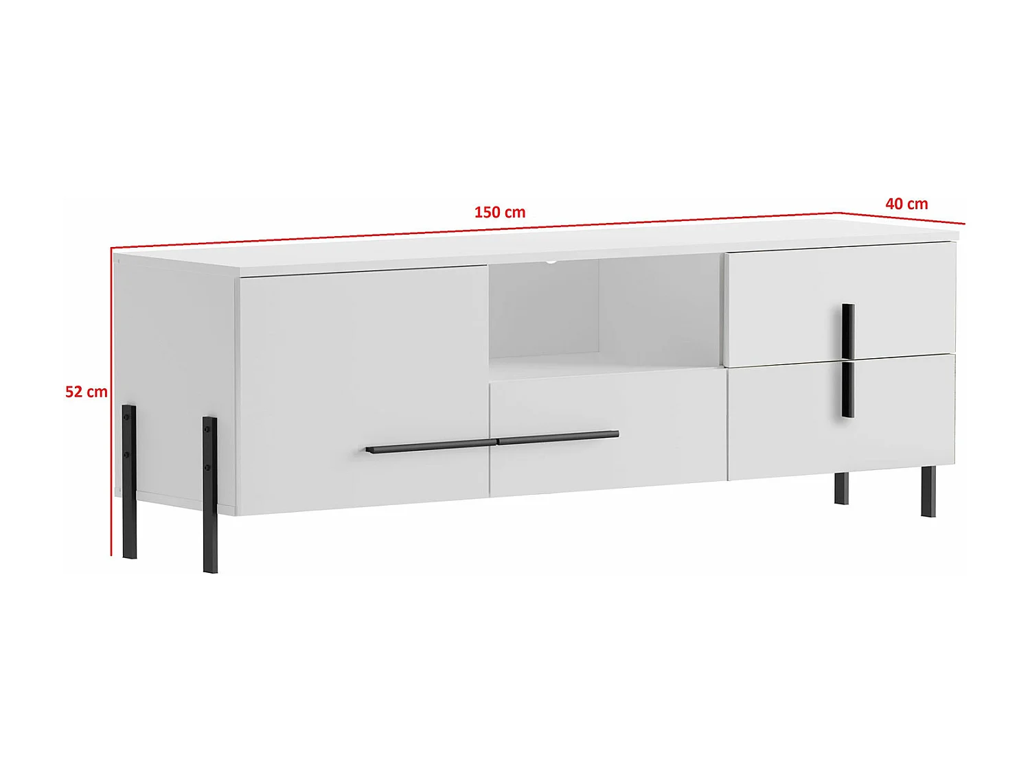 LOWBOARD Vigo weiß / weiß Hochglanz 150 / 40 / 52cm