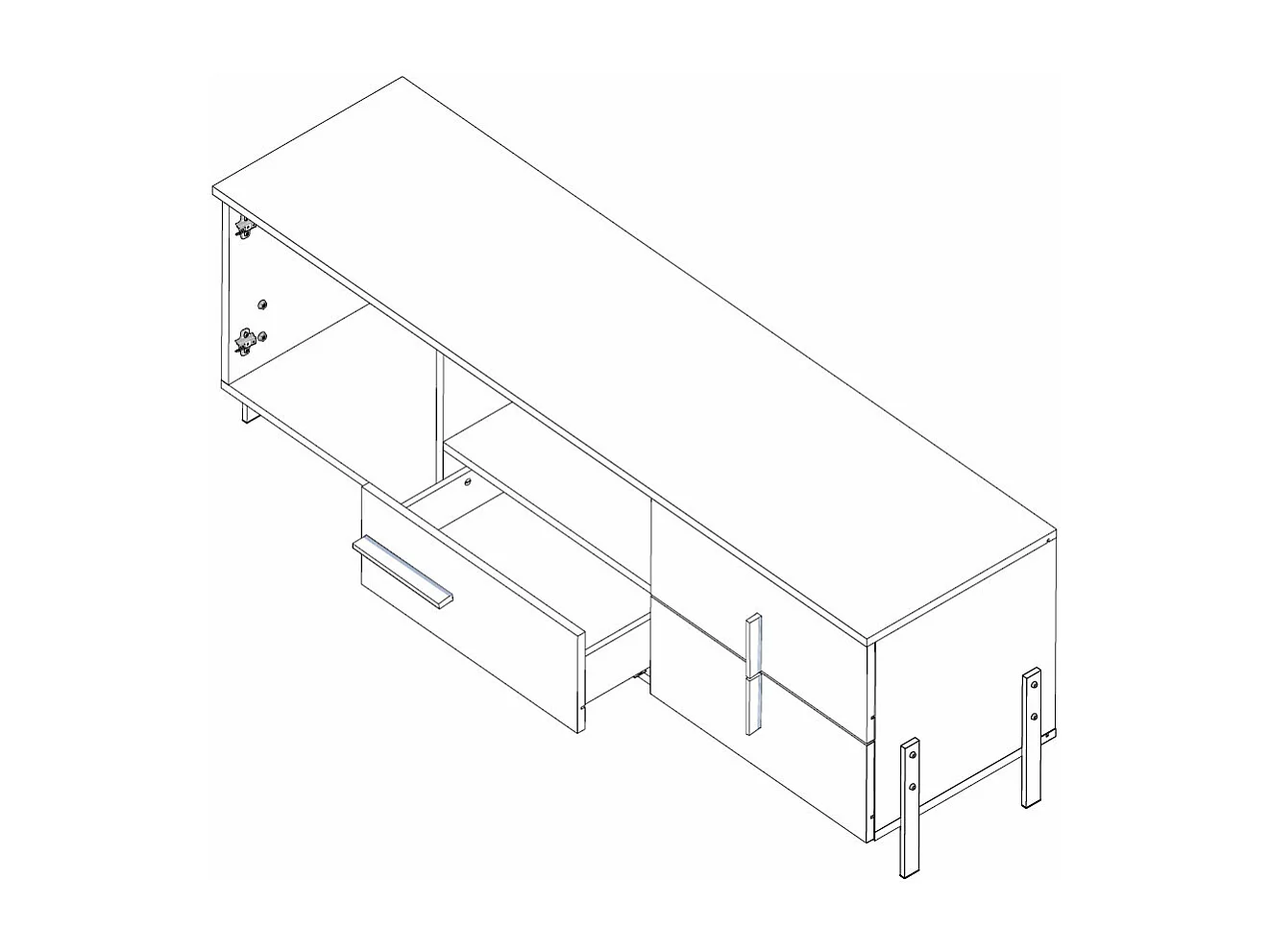 LOWBOARD Vigo weiß / weiß Hochglanz 150 / 40 / 52cm