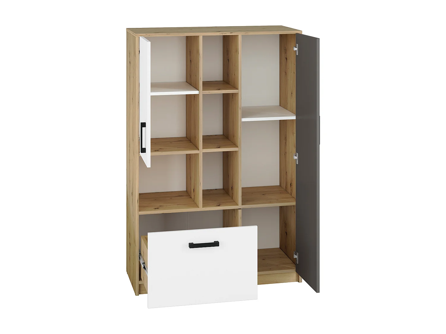 HIGHBOARD Fini Artisan Eiche / weiß / anthrazit 92 / 42 / 139cm