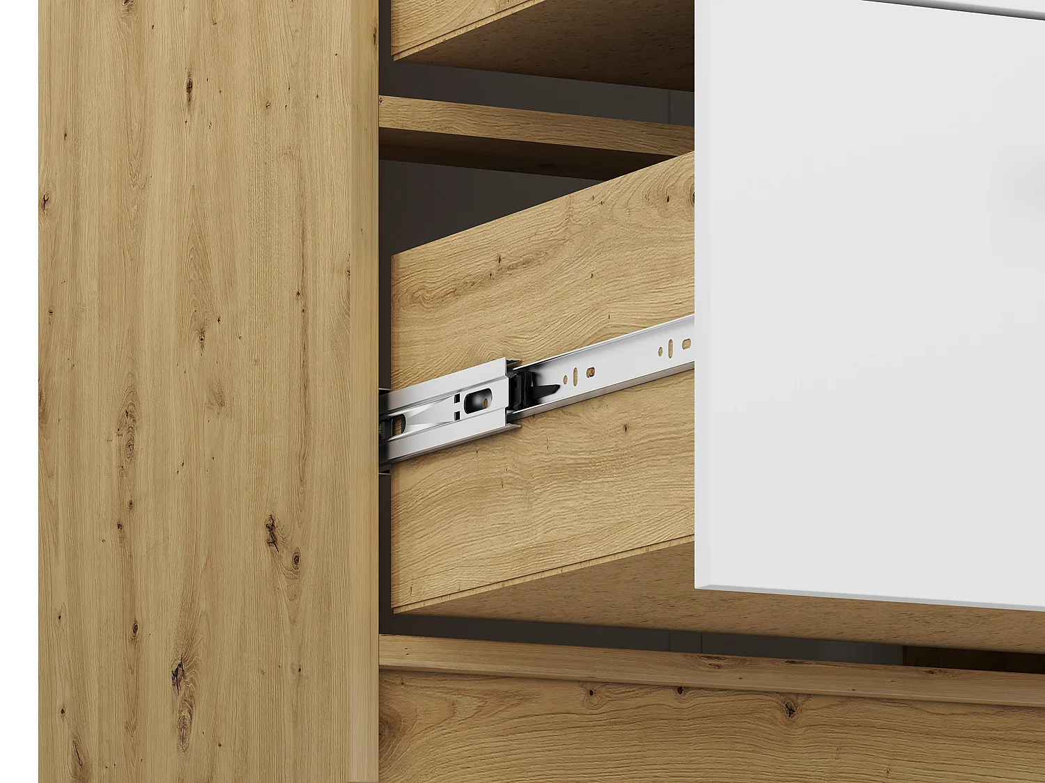 KOMMODE Fini Artisan Eiche / weiß / anthrazit 120 / 42 / 93cm