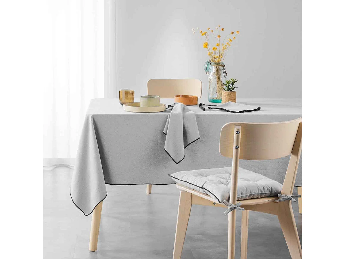 Nappe en Coton "Mistraline" 140x240cm Gris Chiné